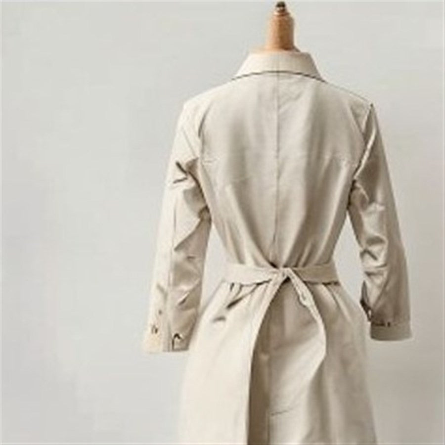 Beige Belted Trench Coat - back view
