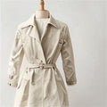 Beige Belted Trench Coat - front view