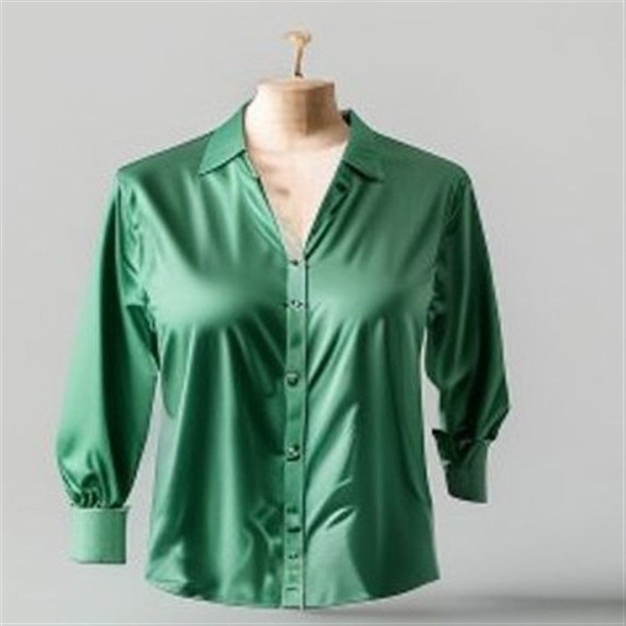 Emerald Satin Blouse - front view