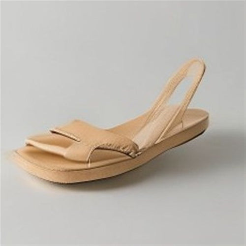 Tan Strappy Flat Sandals - back view