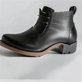 Black Block-Heel Ankle Boots - front view