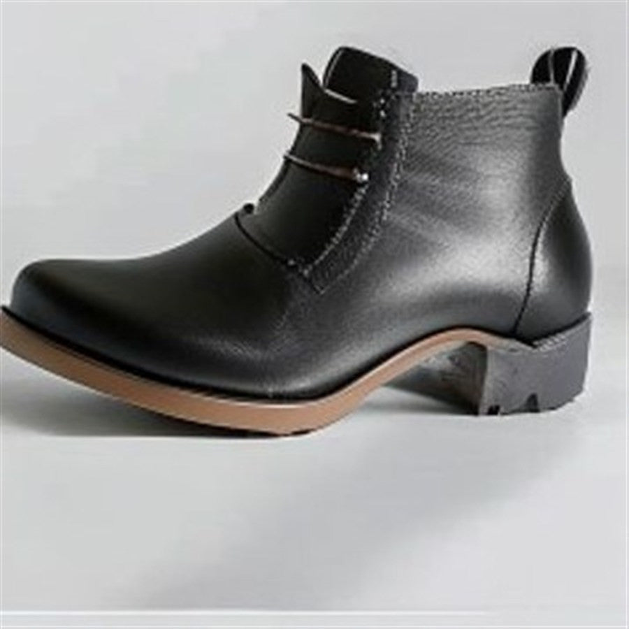 Black Block-Heel Ankle Boots - front view