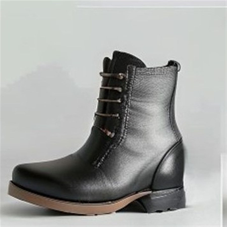 Black Block-Heel Ankle Boots - back view