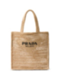 Triangle-Logo Raffia Tote Bag