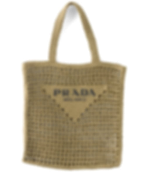 Triangle-Logo Raffia Tote Bag